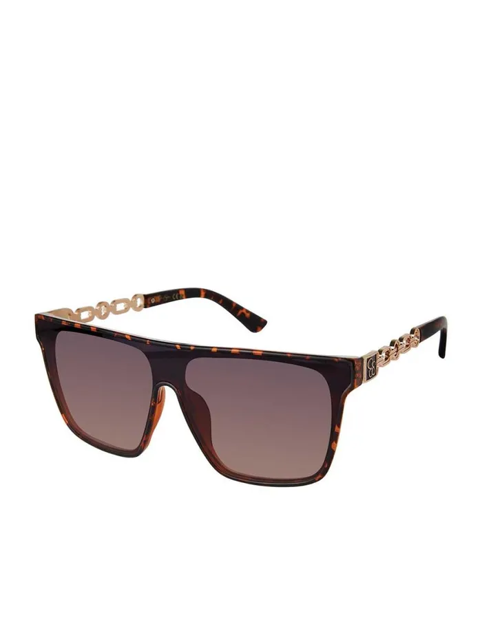Women Sunglasses Jessica Simpson Metal Square Shield Sunglasses In Tortoise