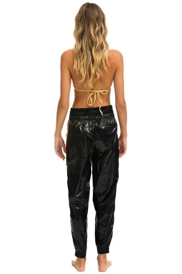 Women Sweatpants Aviator Nation 5 Stripe Hi Rise Wind Pant 8211 Black