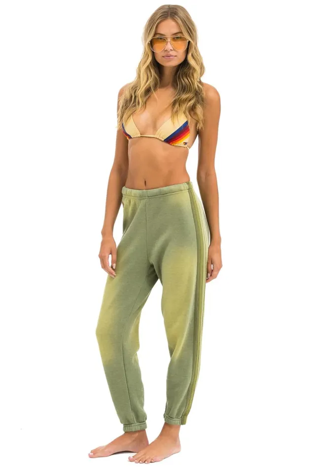 Women Sweatpants Aviator Nation 5 Stripe Sweatpants 8211 Faded Army