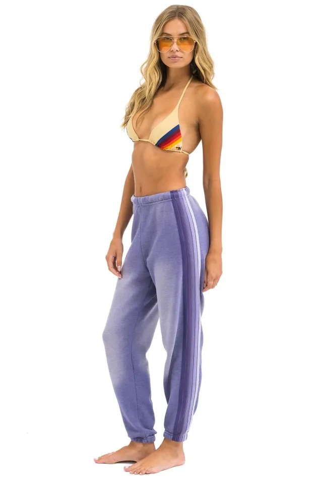 Women Sweatpants Aviator Nation 5 Stripe Sweatpants 8211 Faded Grape