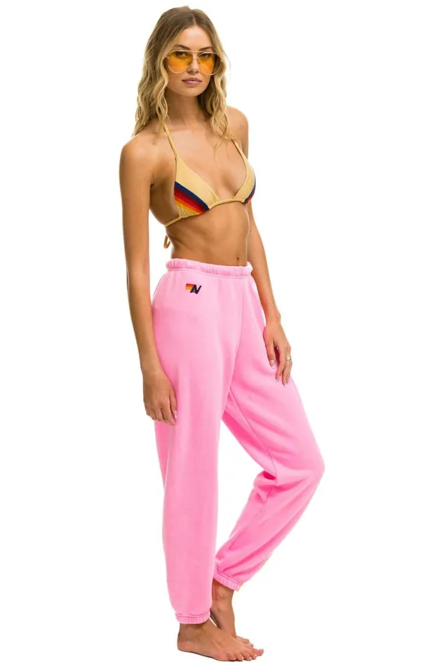 Women Sweatpants Aviator Nation 5 Stripe Sweatpants 8211 Neon Pink Yellow Purple