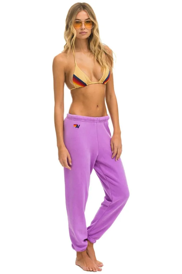 Women Sweatpants Aviator Nation 5 Stripe Sweatpants 8211 Neon Purple Usa