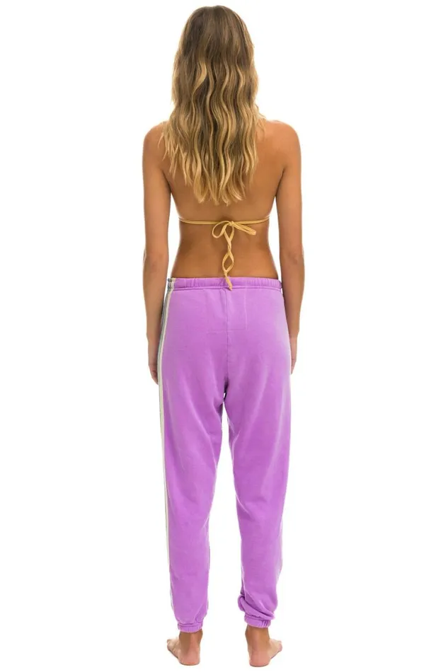 Women Sweatpants Aviator Nation 5 Stripe Sweatpants 8211 Neon Purple Usa