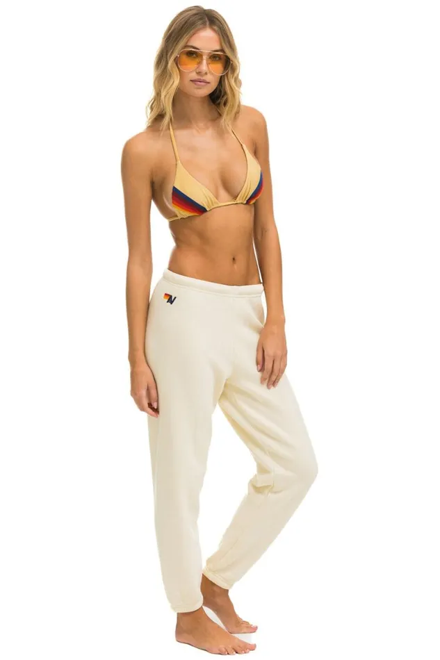 Women Sweatpants Aviator Nation 5 Stripe Sweatpants 8211 Vintage White Tan