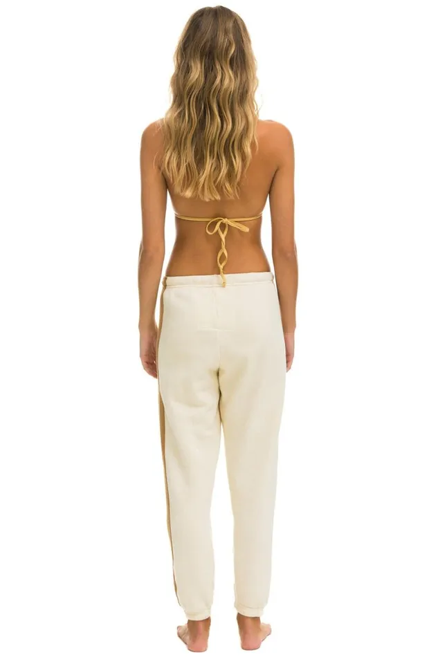 Women Sweatpants Aviator Nation 5 Stripe Sweatpants 8211 Vintage White Tan