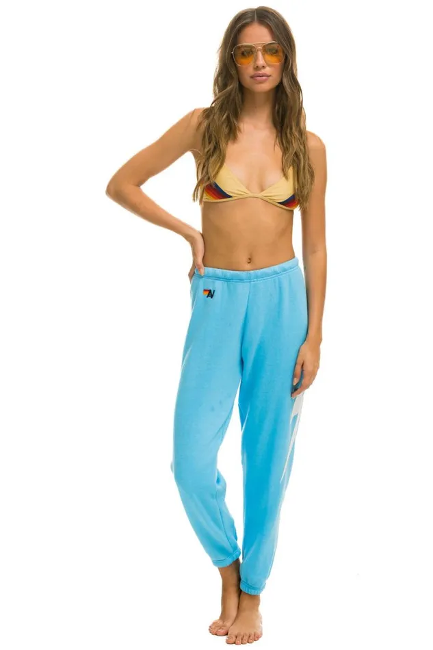 Women Sweatpants Aviator Nation Bolt Stitch Sweatpants 8211 Sky White