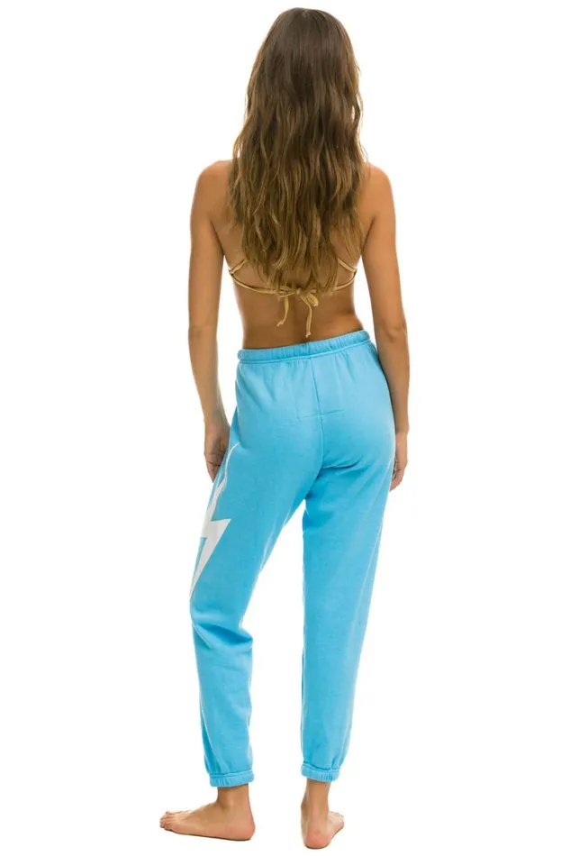 Women Sweatpants Aviator Nation Bolt Stitch Sweatpants 8211 Sky White