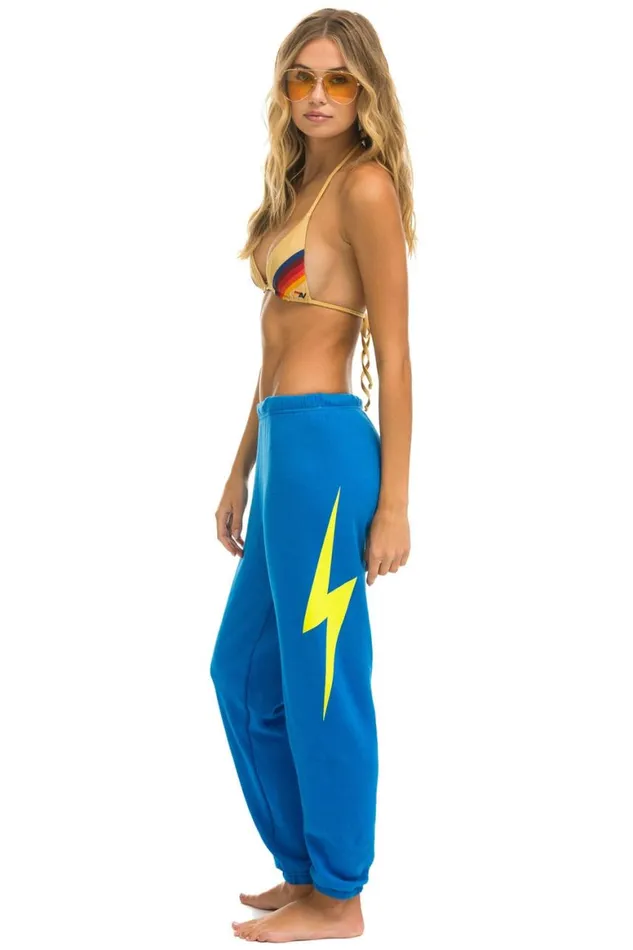 Women Sweatpants Aviator Nation Bolt Sweatpants 8211 Ocean Neon Yellow
