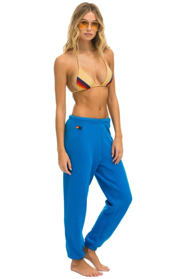 Women Sweatpants Aviator Nation Bolt Sweatpants 8211 Ocean Neon Yellow