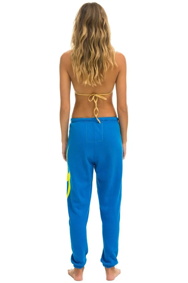 Women Sweatpants Aviator Nation Bolt Sweatpants 8211 Ocean Neon Yellow