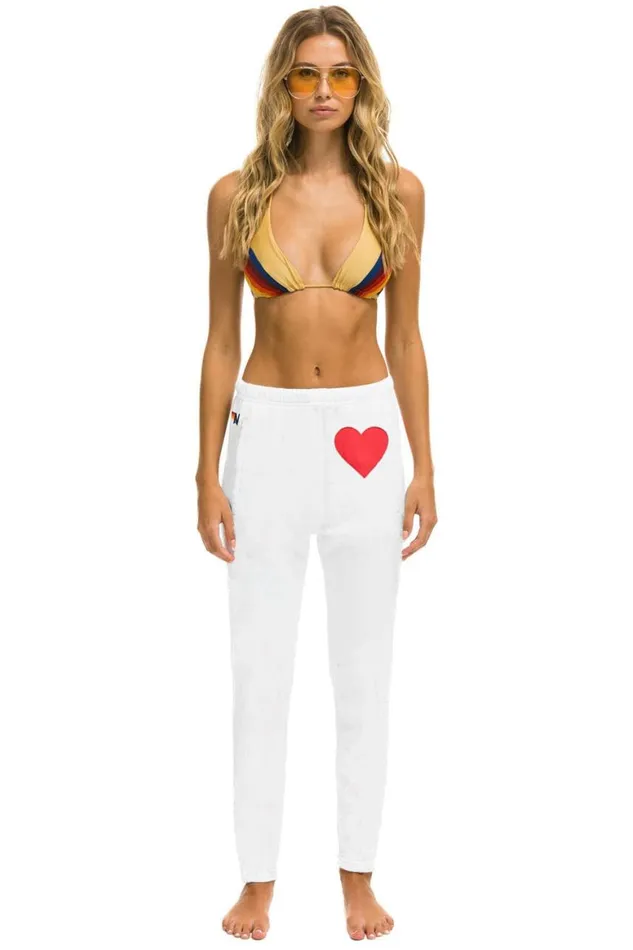 Women Sweatpants Aviator Nation Heart Stitch Jogger Sweatpants 8211 White