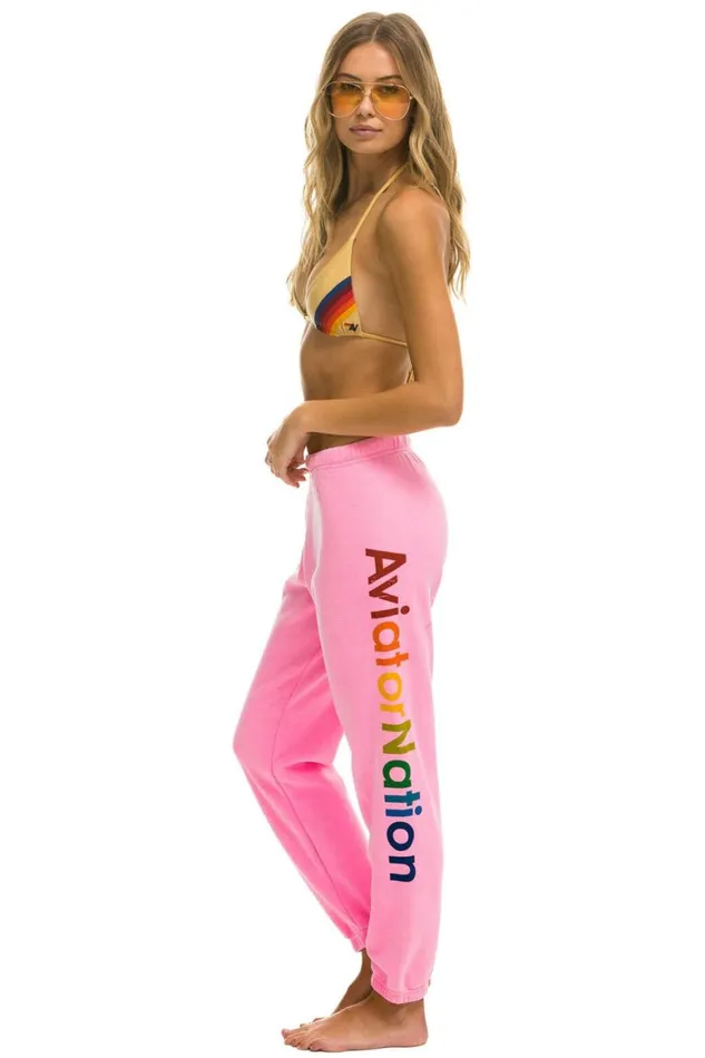 Women Sweatpants Aviator Nation La Jolla Sweatpants 8211 Neon Pink