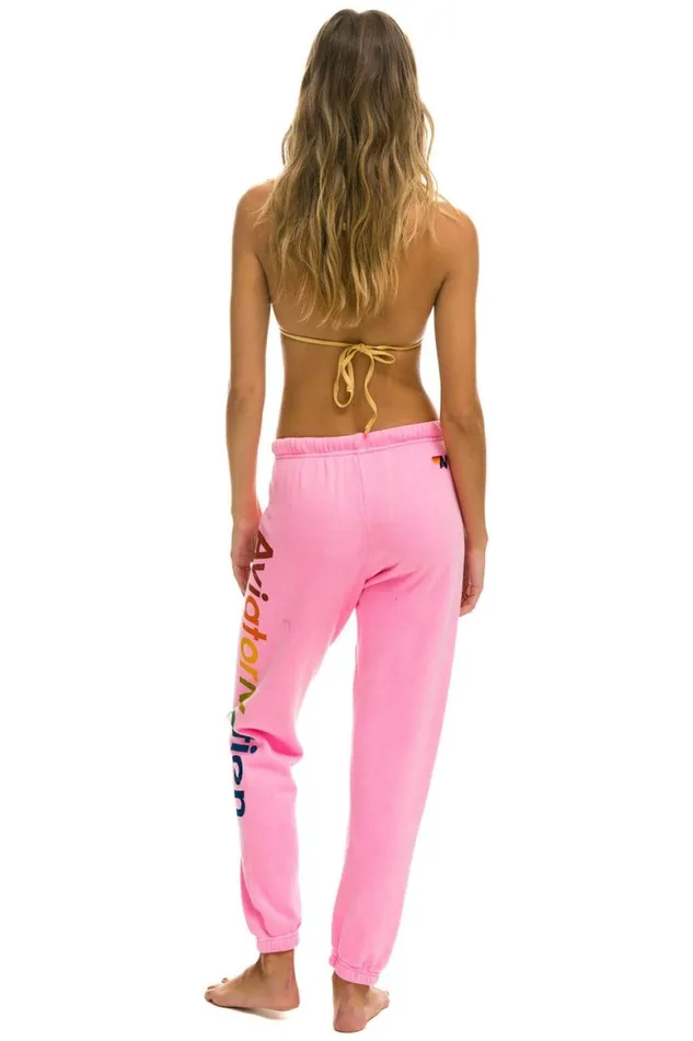 Women Sweatpants Aviator Nation Las Vegas Sweatpant 8211 Neon Pink