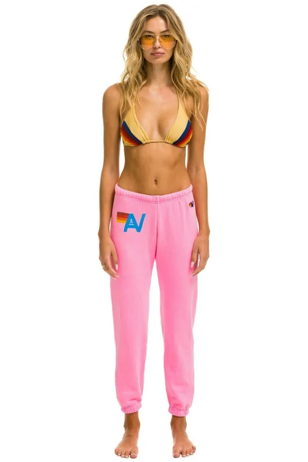 Women Sweatpants Aviator Nation Logo Sweatpants 8211 Neon Pink