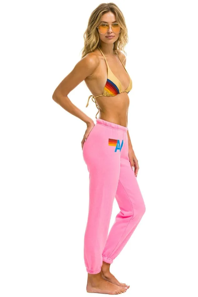 Women Sweatpants Aviator Nation Logo Sweatpants 8211 Neon Pink