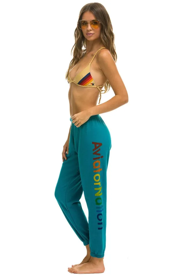 Women Sweatpants Aviator Nation Manhattan Beach Sweatpants 8211 Teal