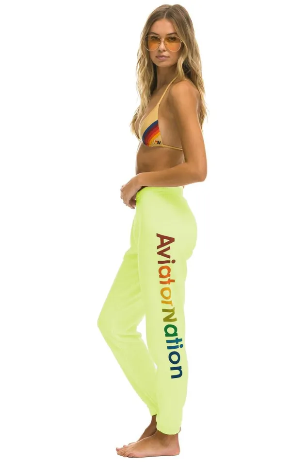 Women Sweatpants Aviator Nation Vail Sweatpants 8211 Neon Yellow