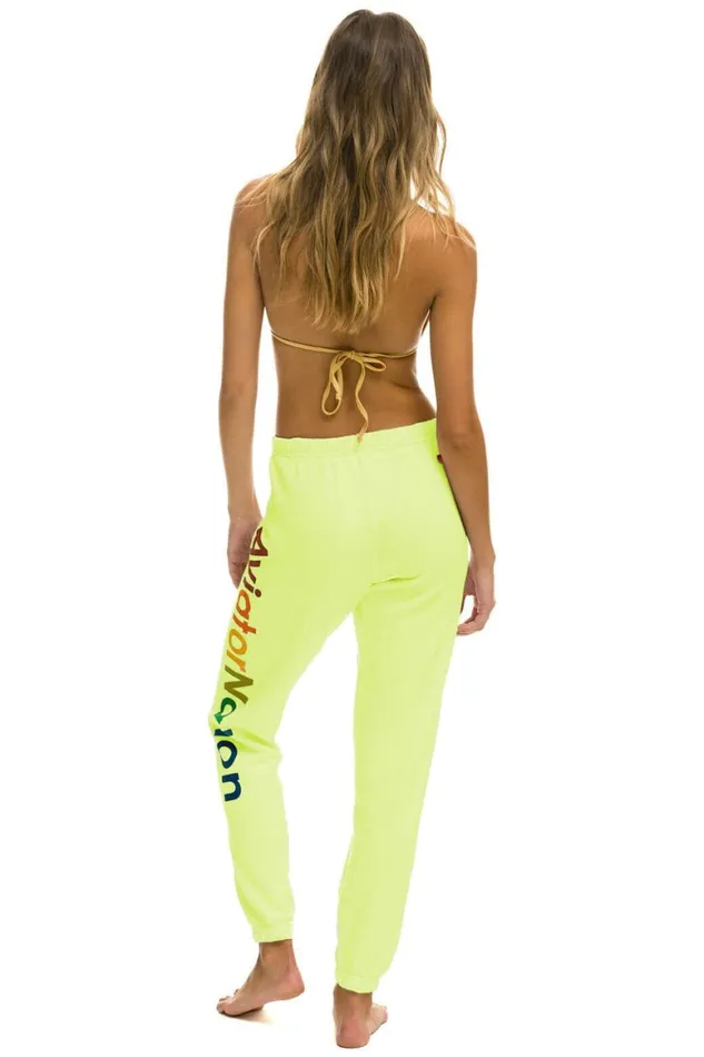 Women Sweatpants Aviator Nation Vail Sweatpants 8211 Neon Yellow