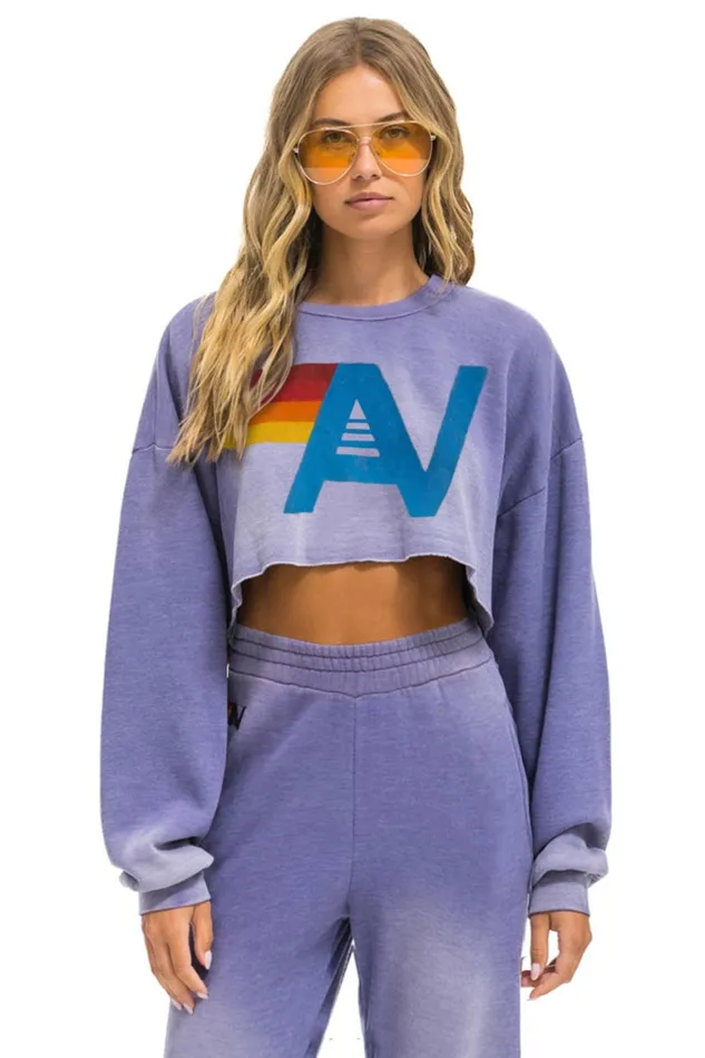 Women Sweatshirts Aviator Nation Vintage Logo Cropped Crew Sweatshirt Relaxed 8211 Faded Grape Women Sweatshirts Aviator Nation Vintage Logo Cropped Crew Sweatshirt Relaxed 8211 Faded Grape