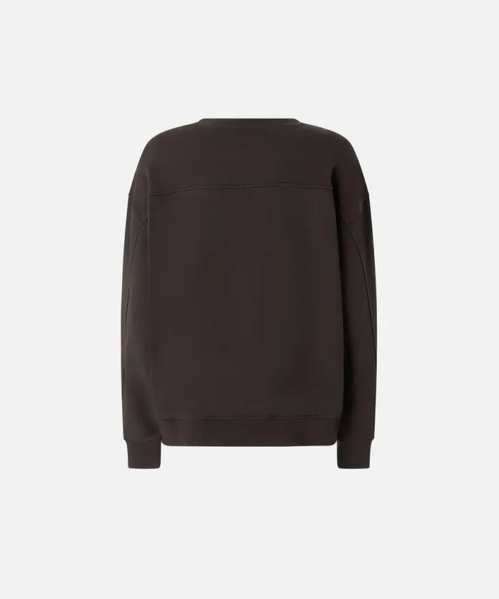 Women Sweatshirts Pinko Crewneck Sweatshirt With Embroidered Logo Brown Women Sweatshirts Pinko Crewneck Sweatshirt With Embroidered Logo Brown