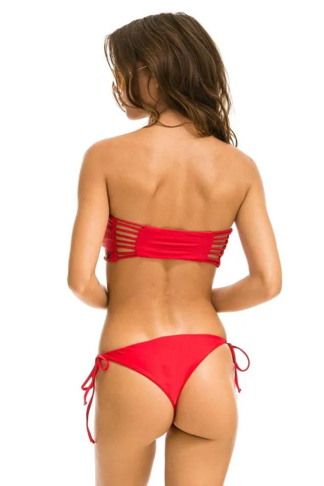 Women Swim Tops Aviator Nation Gathered Bandeau Bikini Top 8211 Red