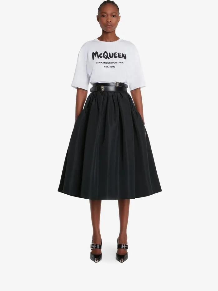 Women TShirts And Sweatshirts Alexander McQueen Mcqueen Graffiti TShirt Whiteblack