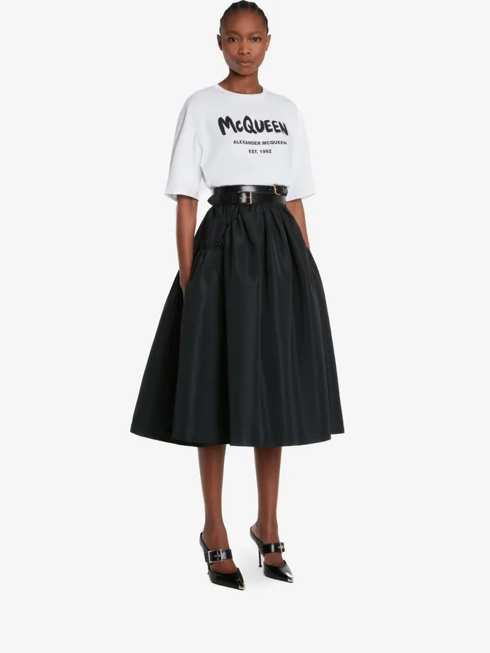 Women TShirts And Sweatshirts Alexander McQueen Mcqueen Graffiti TShirt Whiteblack