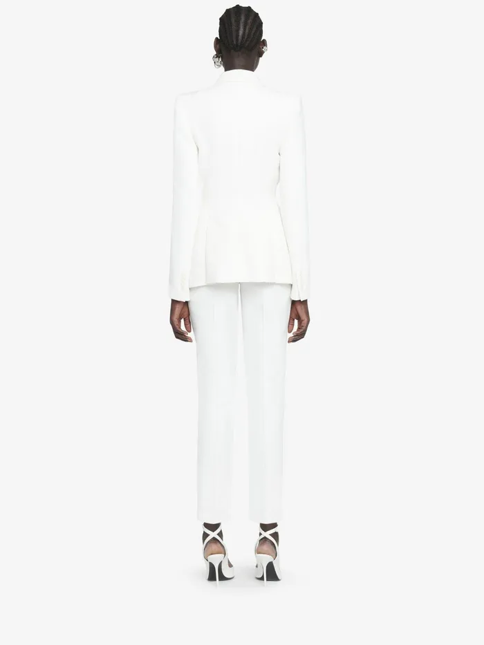 Women Tailoring Alexander McQueen Leaf Crepe Cigarette Trouser Light Ivory