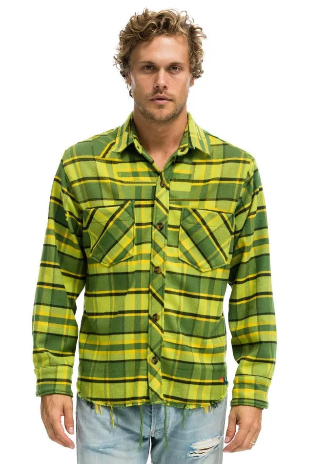 Women Tees Aviator Nation Plaid Flannel Western Shirt 8211 Avocado Plaid