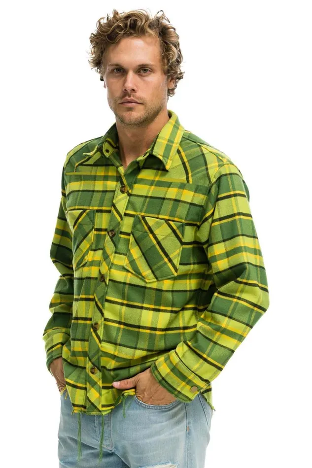 Women Tees Aviator Nation Plaid Flannel Western Shirt 8211 Avocado Plaid