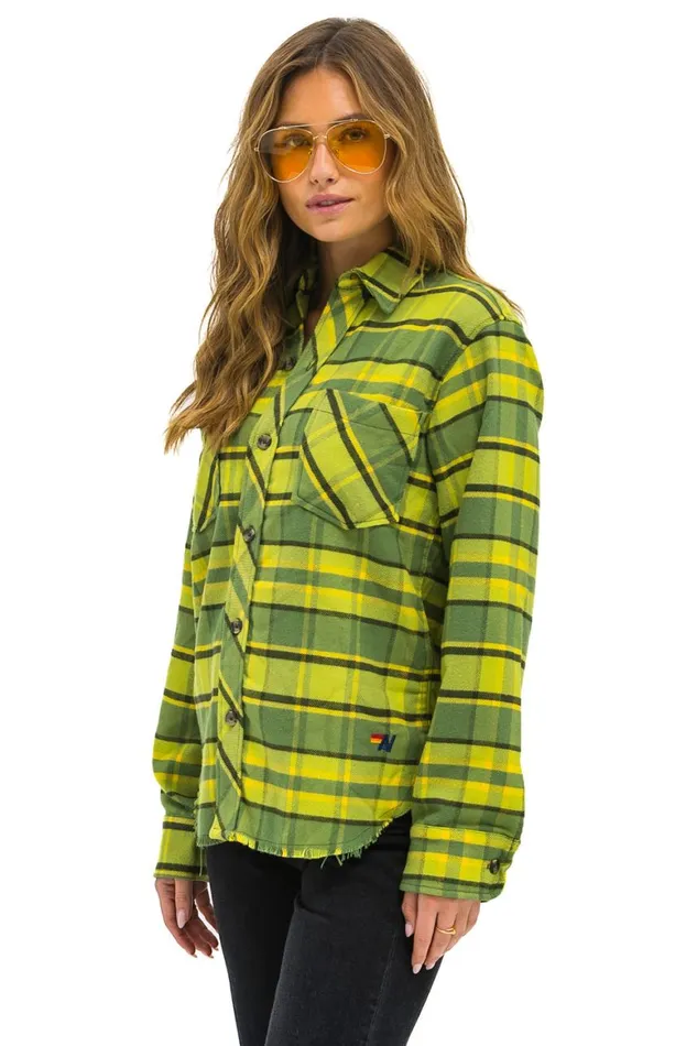 Women Tees Aviator Nation Plaid Flannel Western Shirt 8211 Avocado Plaid