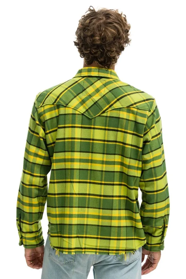 Women Tees Aviator Nation Plaid Flannel Western Shirt 8211 Avocado Plaid