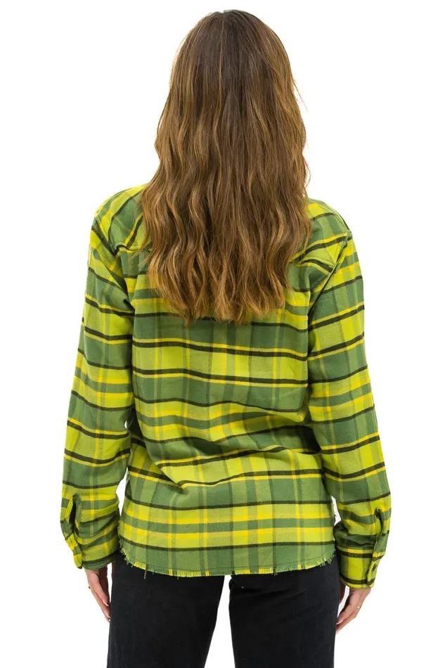Women Tees Aviator Nation Plaid Flannel Western Shirt 8211 Avocado Plaid