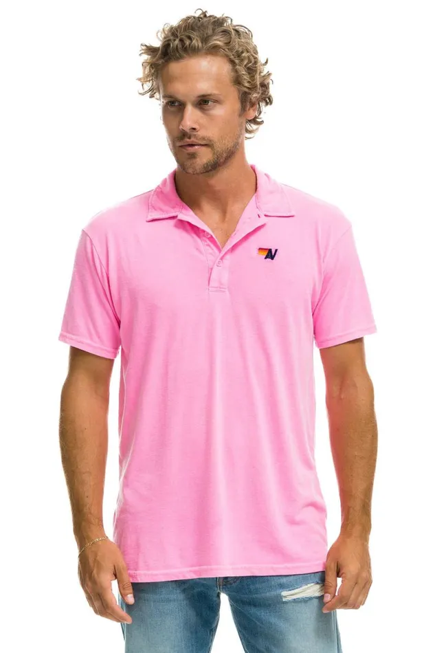 Women Tees Aviator Nation Polo 8211 Neon Pink