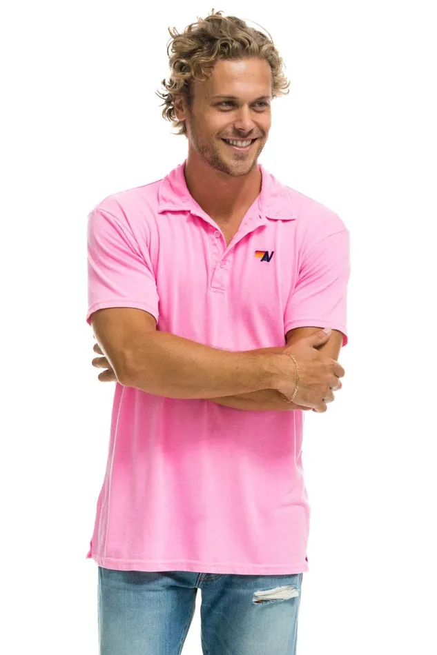 Women Tees Aviator Nation Polo 8211 Neon Pink