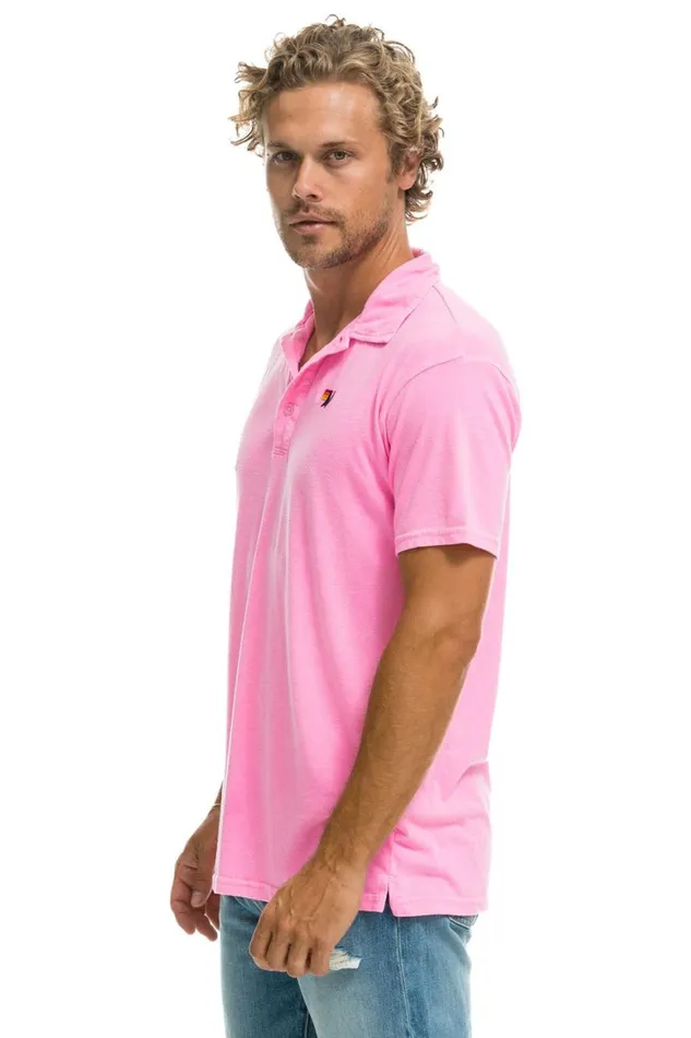 Women Tees Aviator Nation Polo 8211 Neon Pink