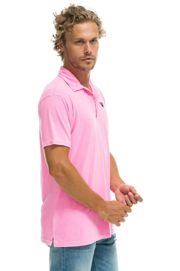 Women Tees Aviator Nation Polo 8211 Neon Pink