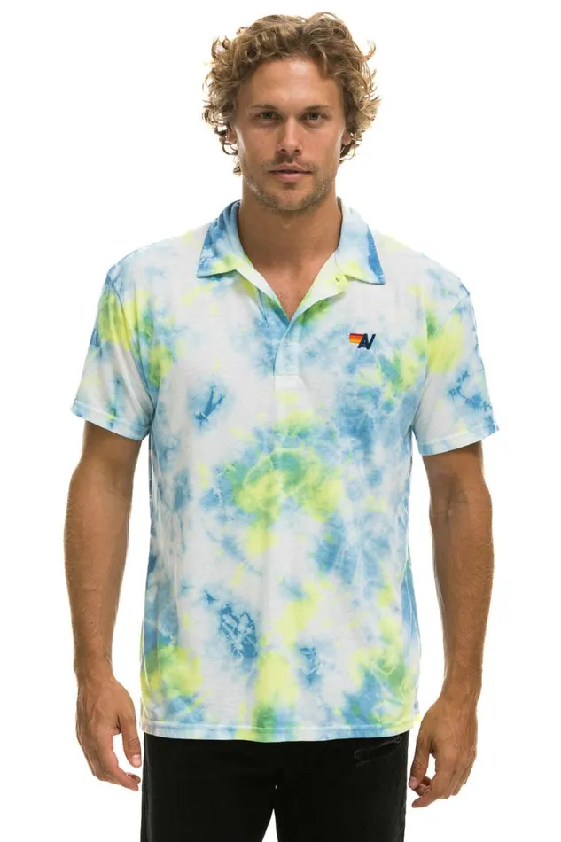 Women Tees Aviator Nation Polo 8211 Tie Dye Yellow