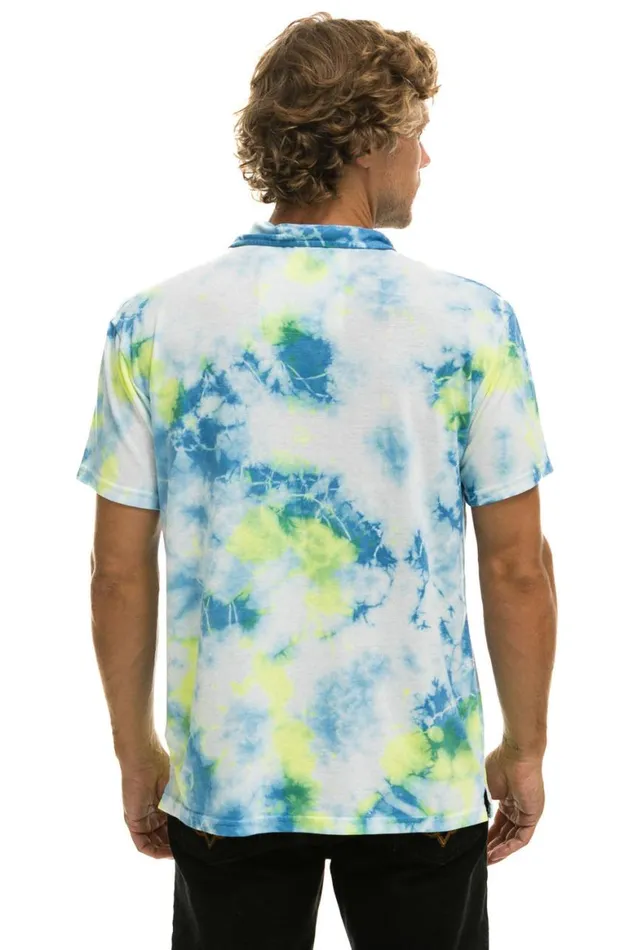 Women Tees Aviator Nation Polo 8211 Tie Dye Yellow