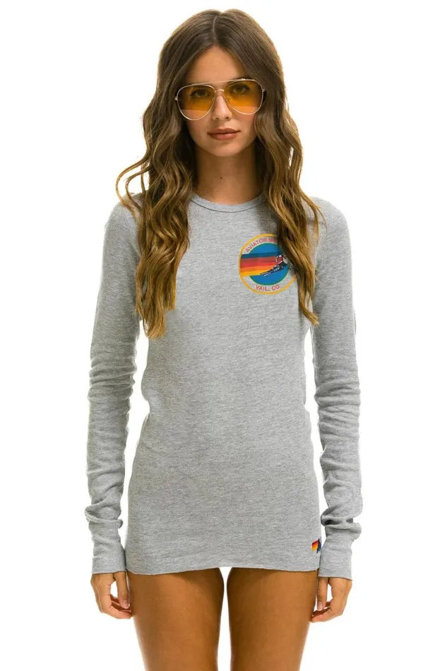 Women Tees Aviator Nation Vail Thermal 8211 Heather Grey