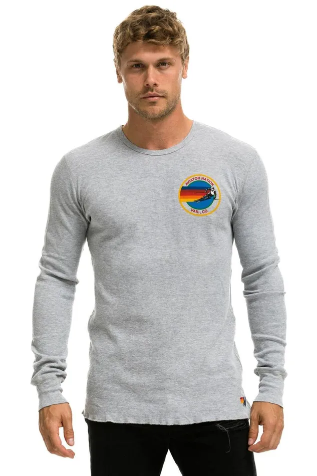 Women Tees Aviator Nation Vail Thermal 8211 Heather Grey
