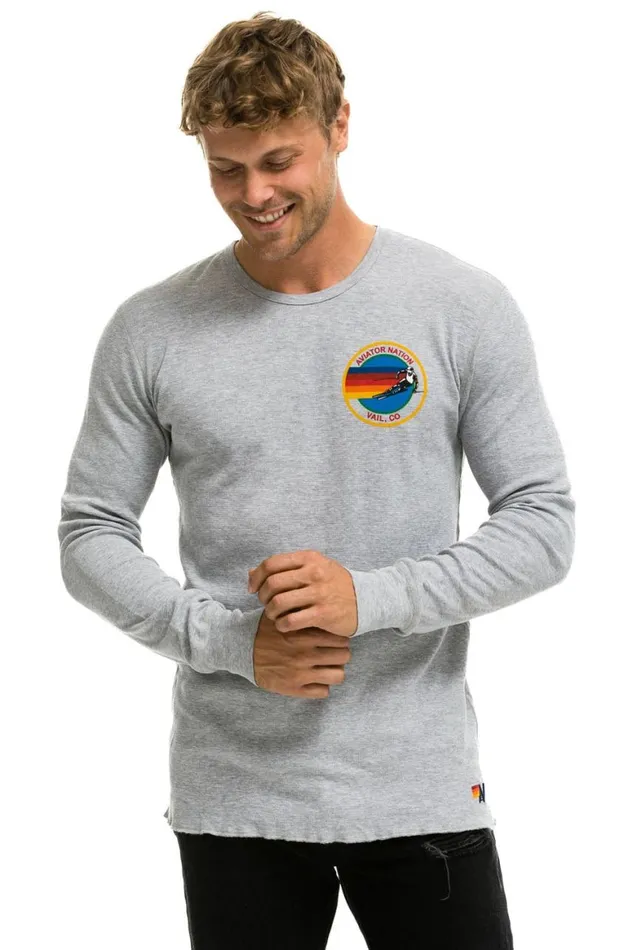 Women Tees Aviator Nation Vail Thermal 8211 Heather Grey