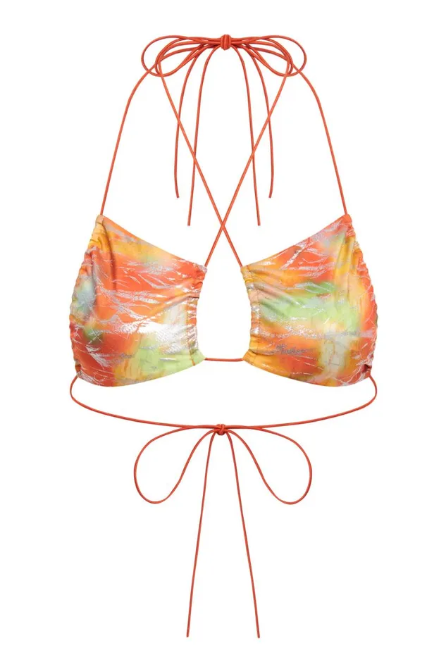 Women Tie Dye Metallic Ruched Bikini Top Jaded London Bikini Tops