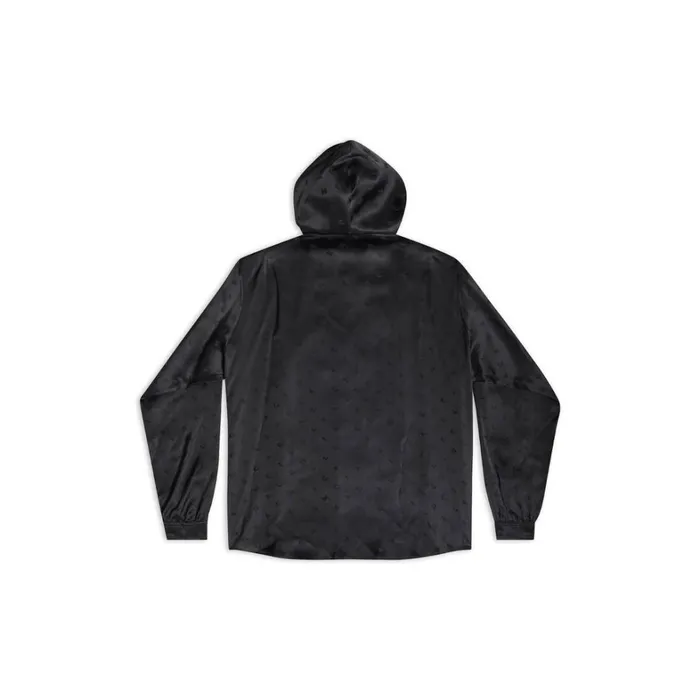 Women Tops and Shirts Balenciaga Logo Letters All Over Hooded Blouse In Black
