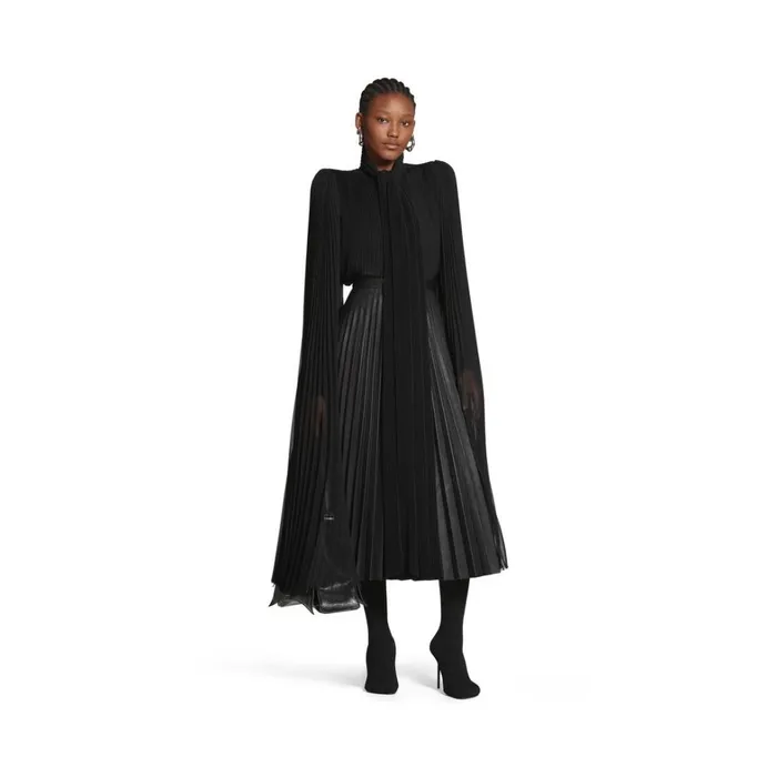 Women Tops and Shirts Balenciaga Scarf Pleated Blouse In Black