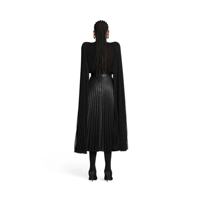 Women Tops and Shirts Balenciaga Scarf Pleated Blouse In Black