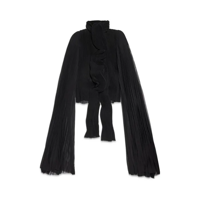Women Tops and Shirts Balenciaga Scarf Pleated Blouse In Black