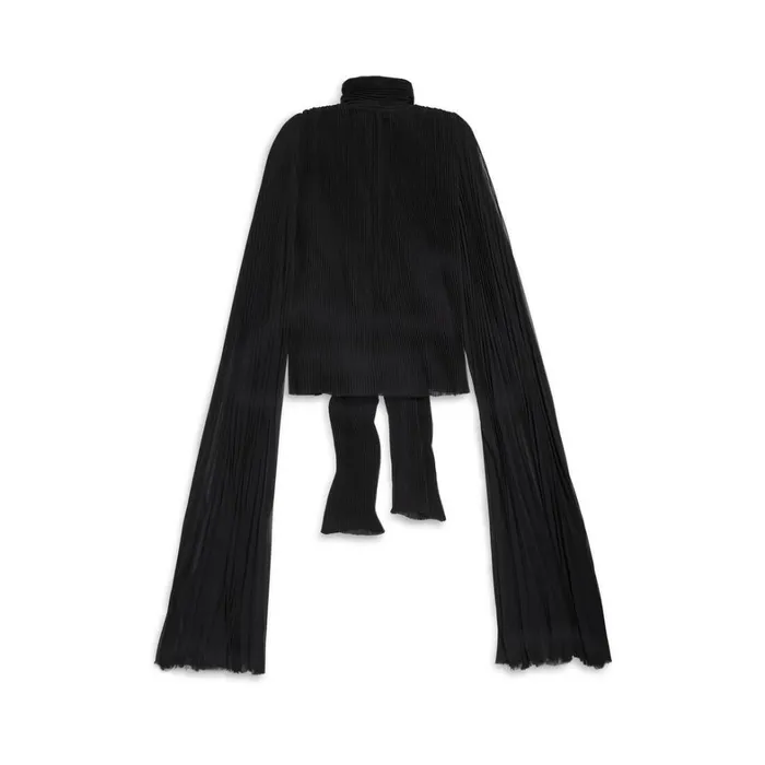 Women Tops and Shirts Balenciaga Scarf Pleated Blouse In Black