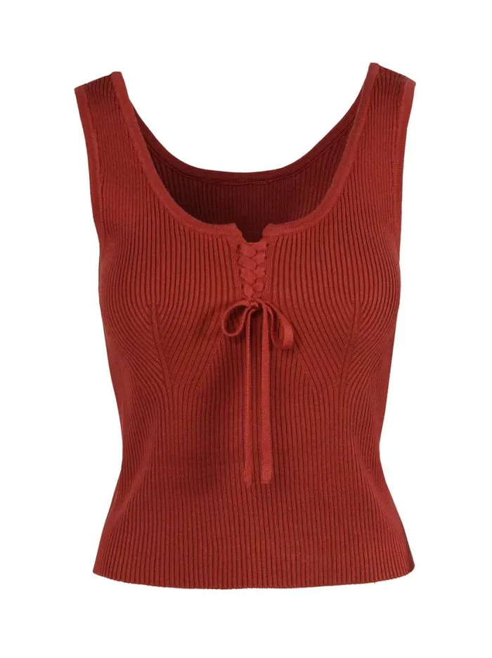 Women Tops and Tees Jessica Simpson Johanna Lace Up Tank In Chili Oil