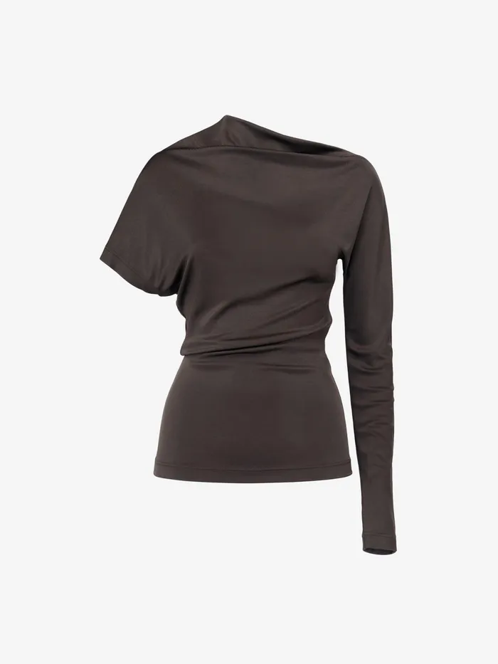 Women Tops And Shirts Alexander McQueen Asymmetric Top Ebony